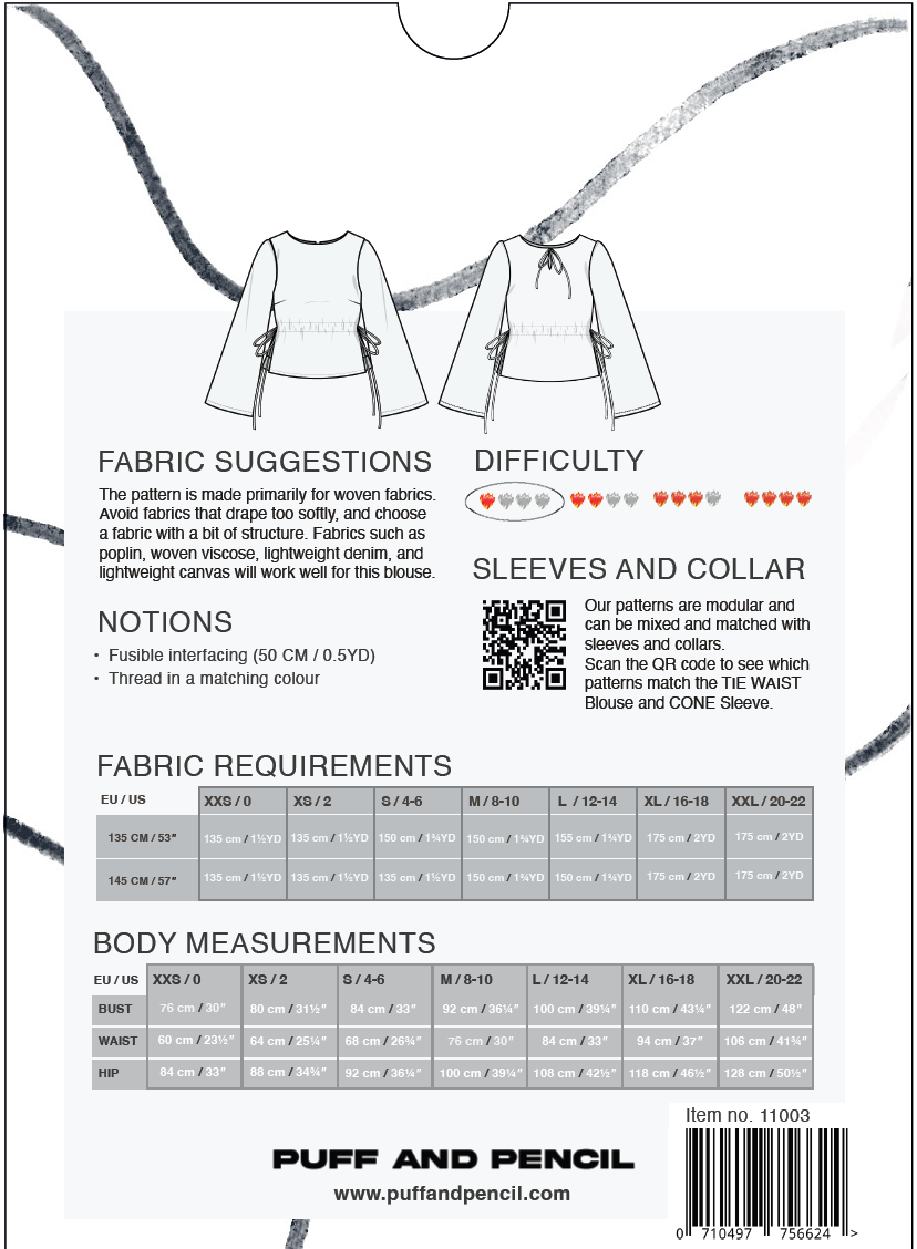 TIE WAIST BLOUSE + CONE SLEEVES - PAPER PATTERN