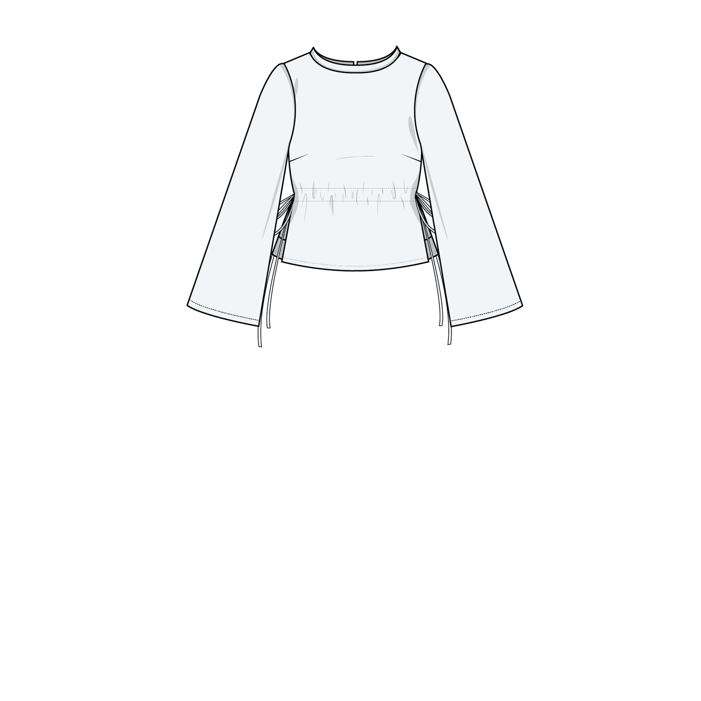 TIE WAIST BLOUSE x CONE SLEEVE x STANDING COLLAR (PDF)