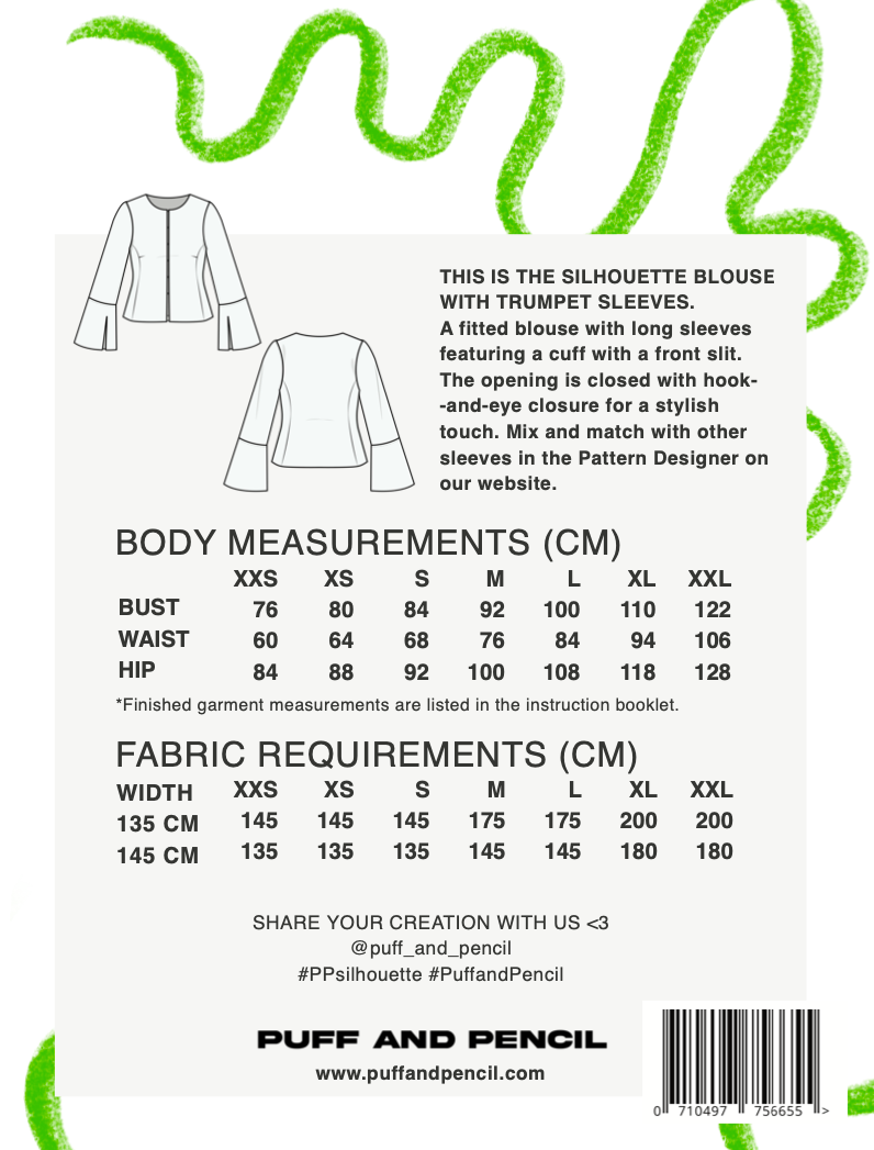SILHOUETTE BLOUSE + TRUMPET SLEEVES - PRINTED PATTERN