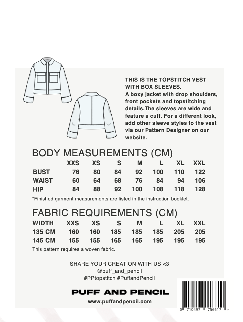TOPSTITCH VEST + BOX SLEEVES - PRINTED PATTERN