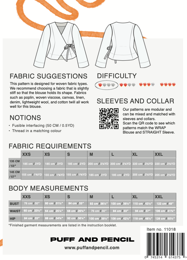 WRAP BLOUSE X STRAIGHT SLEEVES (PAPER PATTERN)