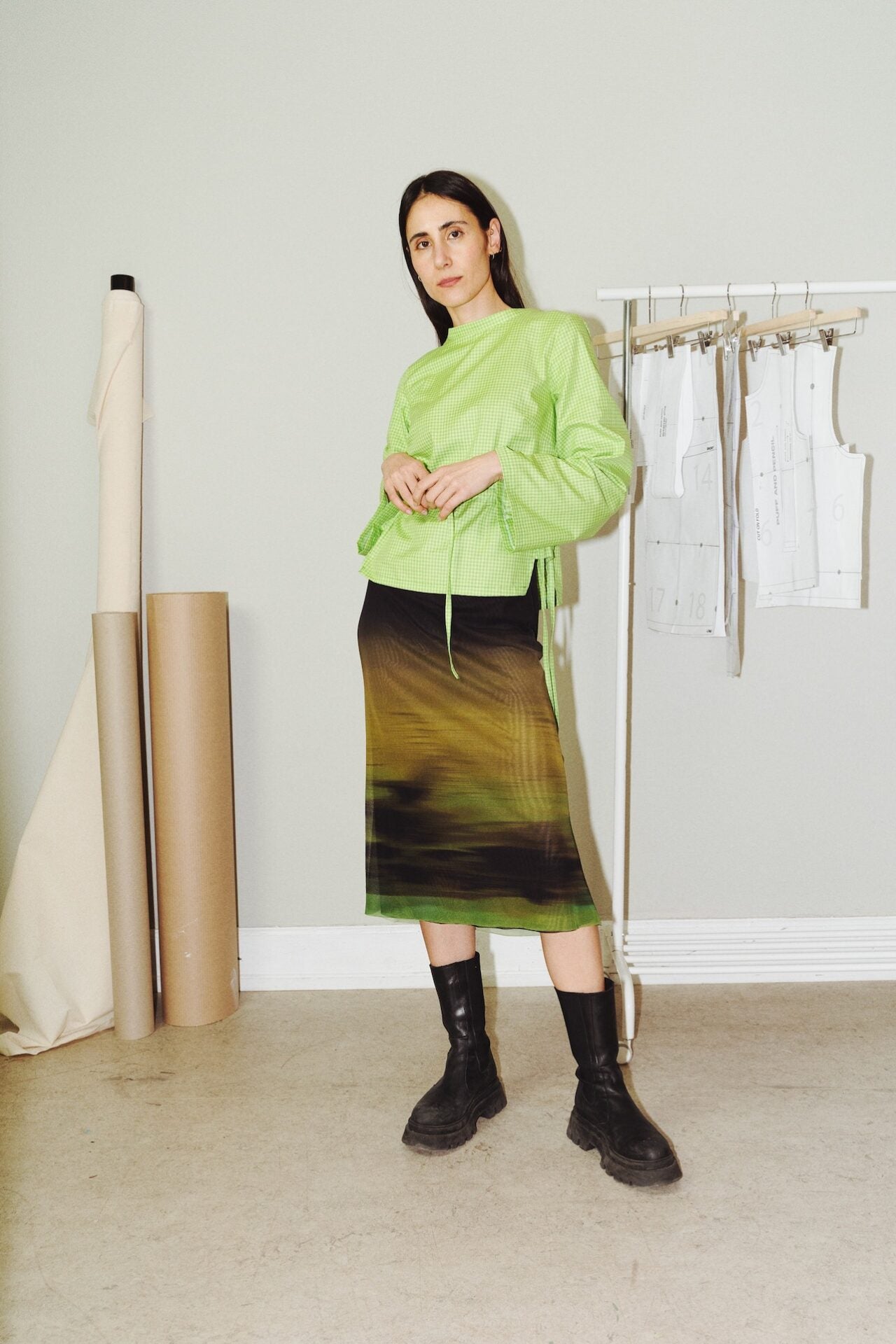 TIE WAIST BLOUSE x CONE SLEEVE x STANDING COLLAR (PDF)