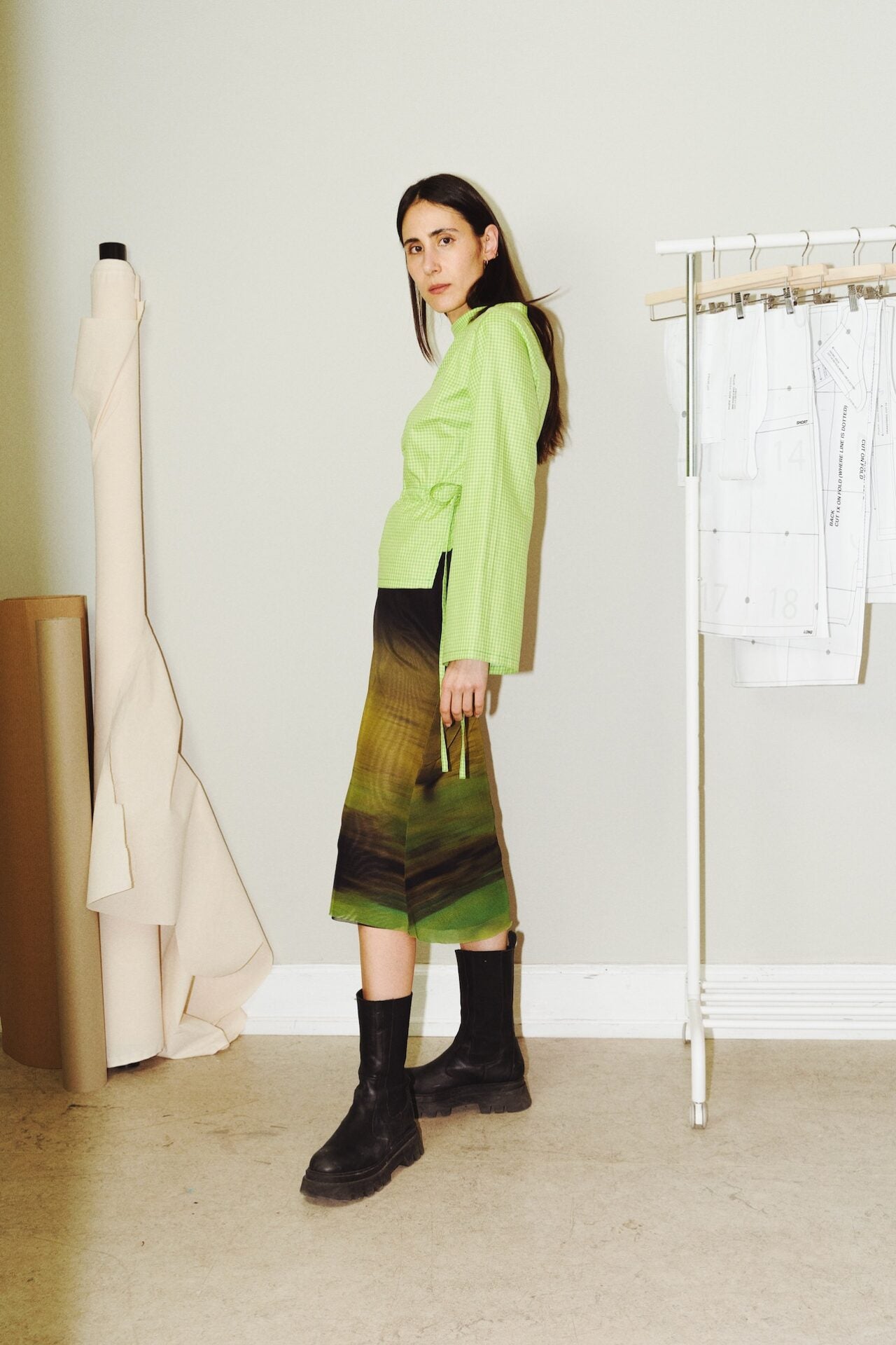 TIE WAIST BLOUSE x CONE SLEEVE x STANDING COLLAR (PDF)