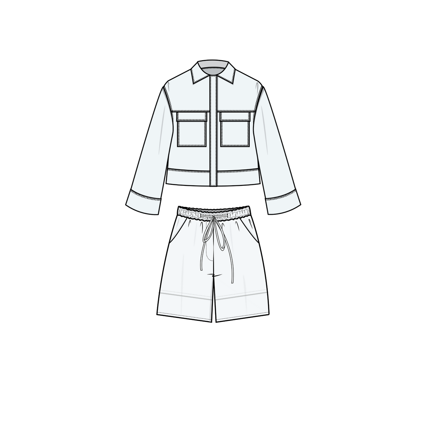 TOPSTITCH VEST x BOX SLEEVES x BREEZY SHORTS (PDF)