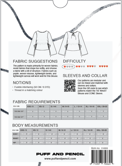 TIE WAIST BLOUSE + CONE SLEEVES - PAPER PATTERN