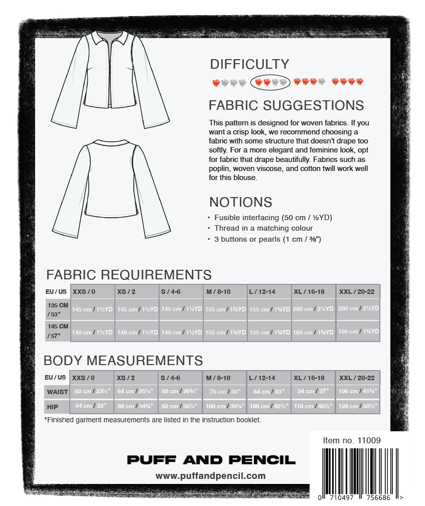 COLLARED BLOUSE + CONE SLEEVES - PAPER PATTERN