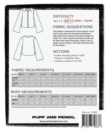 COLLARED BLOUSE + CONE SLEEVES - PAPER PATTERN