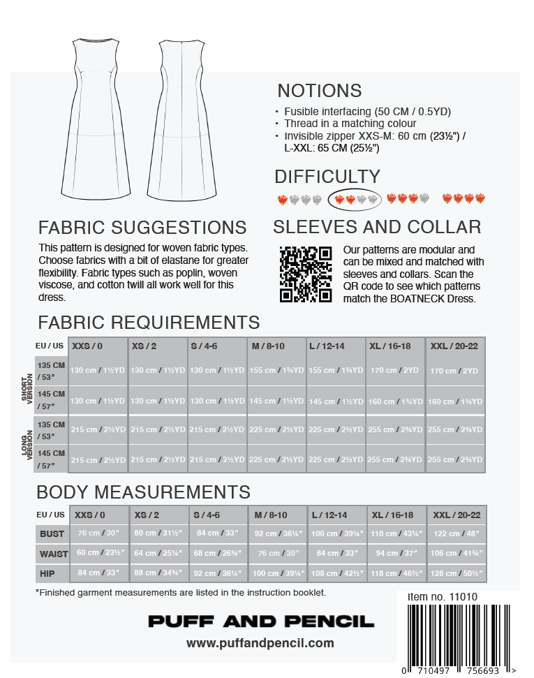 BOATNECK DRESS - PAPER PATTERN