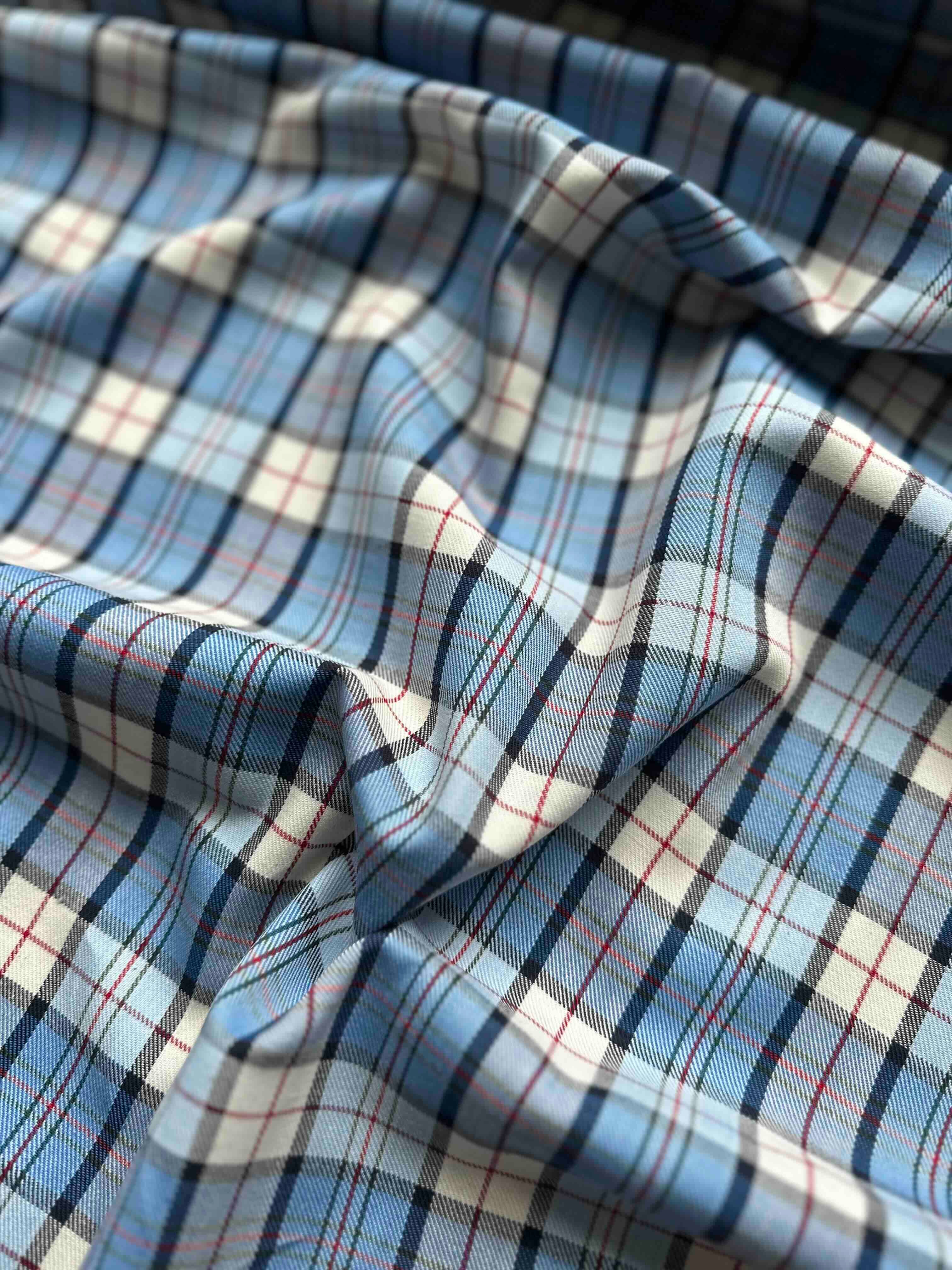 FABRIC PACKAGE: Cotton Tweed - Checked light blue – Puff and Pencil