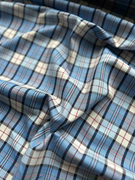 FABRIC PACKAGE: Cotton Tweed - Checked light blue
