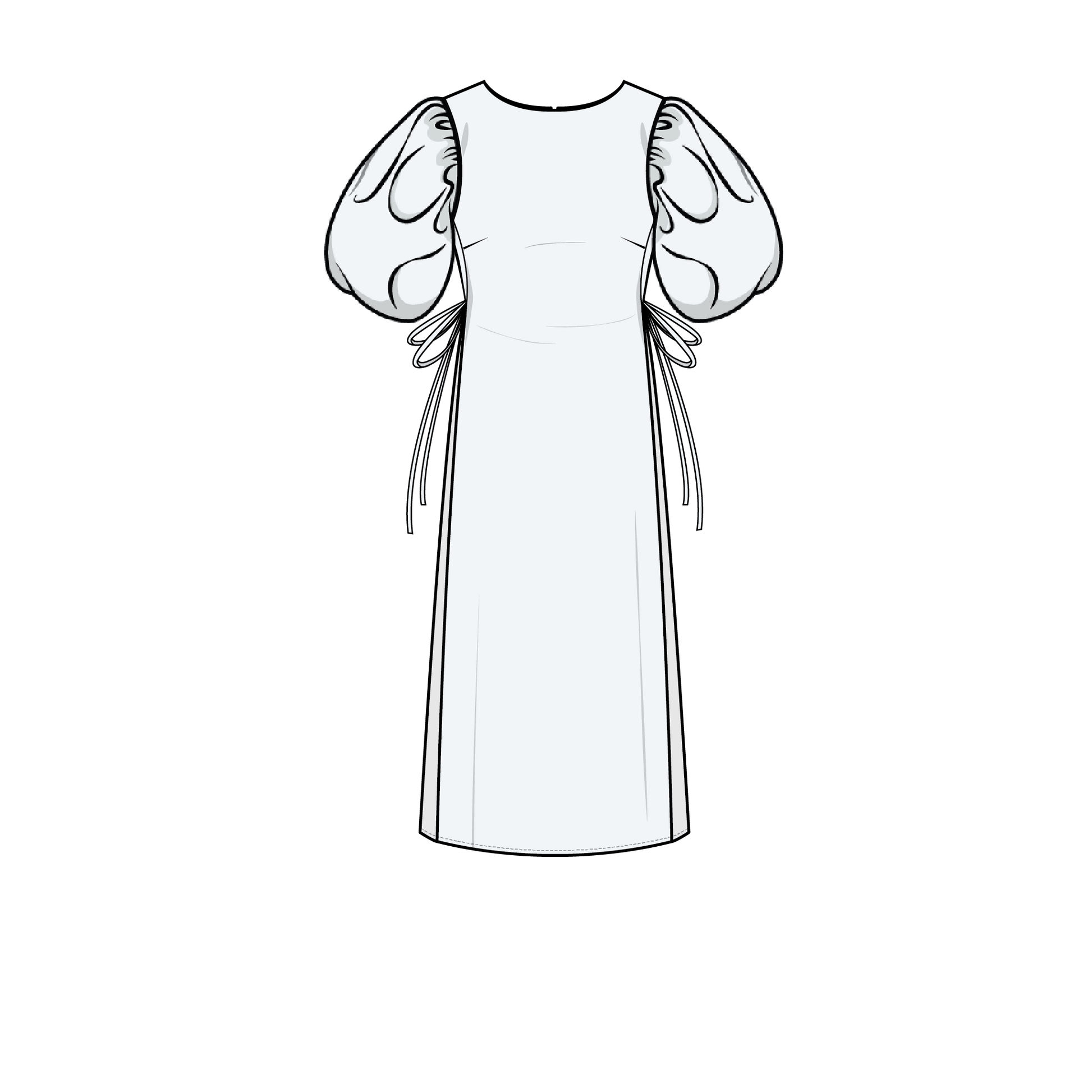 long sleeve dress drawing pleated long sleeves dress 51990705 Vector Art at Vecteezy