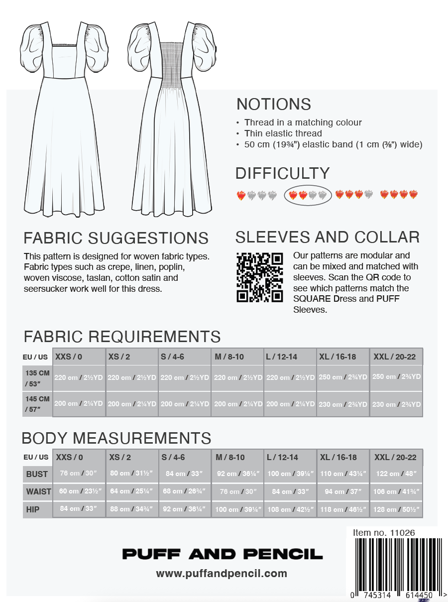 SQUARE DRESS x PUFF SLEEVE (PAPER)