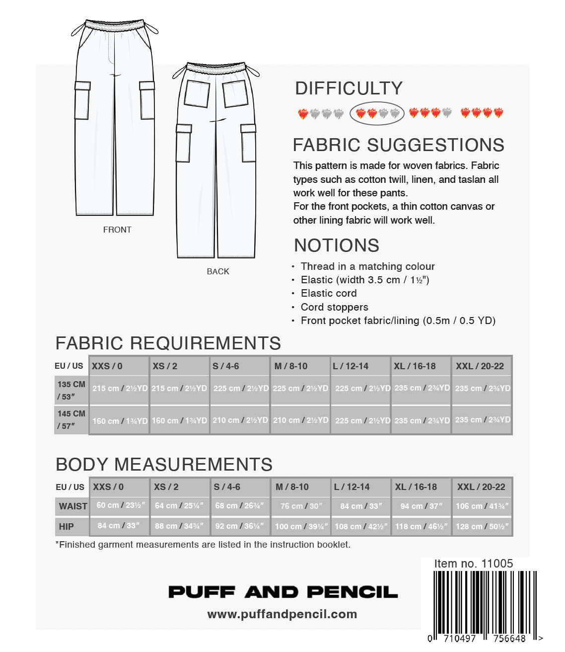 VERSA PANTS - PAPER SEWING PATTERN – Puff and Pencil